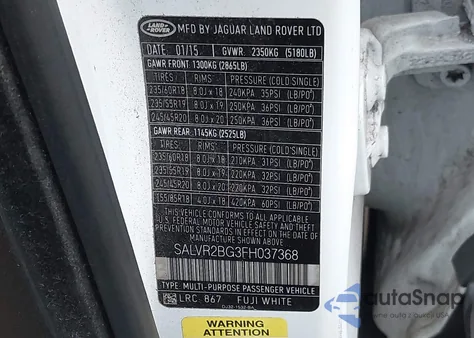 2015 Land Rover Range Rover Evoque Pure из США, поврежденный, VIN SALVR2BG3FH037368